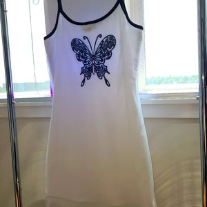 Butterfly Tattoo Print Velvet Sheer Mesh Y2K
